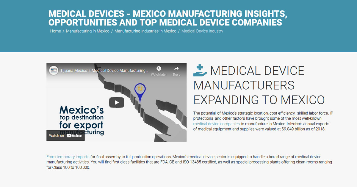 Mexico Medical Device Manufacturing Insights, Opportunities and Top Medical Device Companies