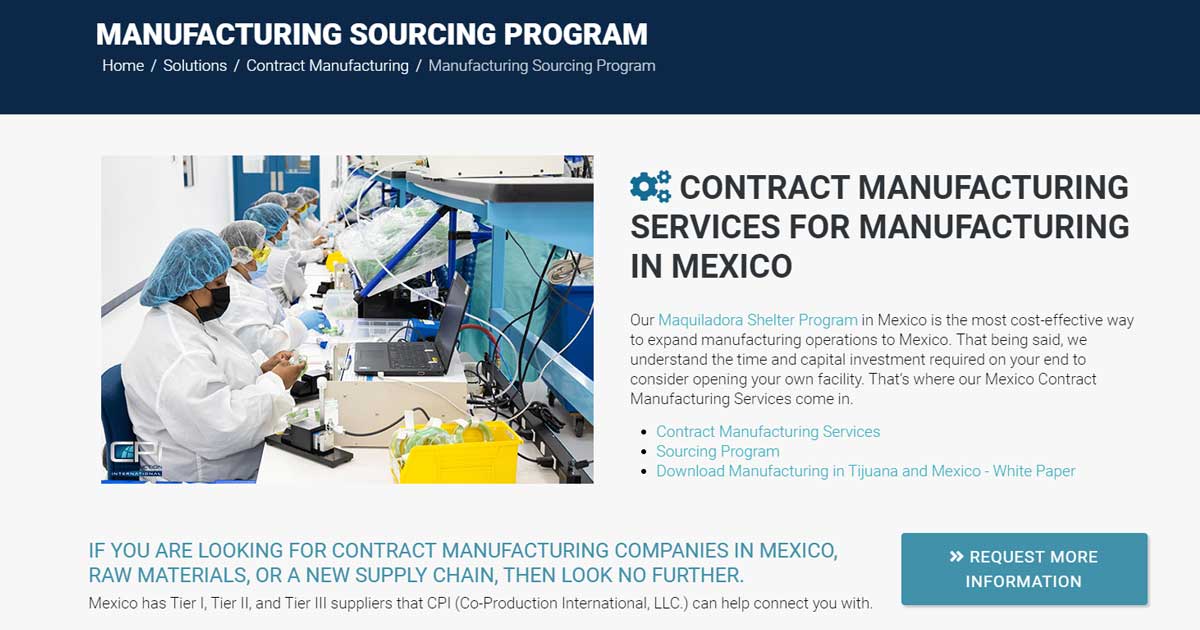 Sourcing Contract Manufacturing Nearshore Solutions in Mexico CoProduction International, Inc.