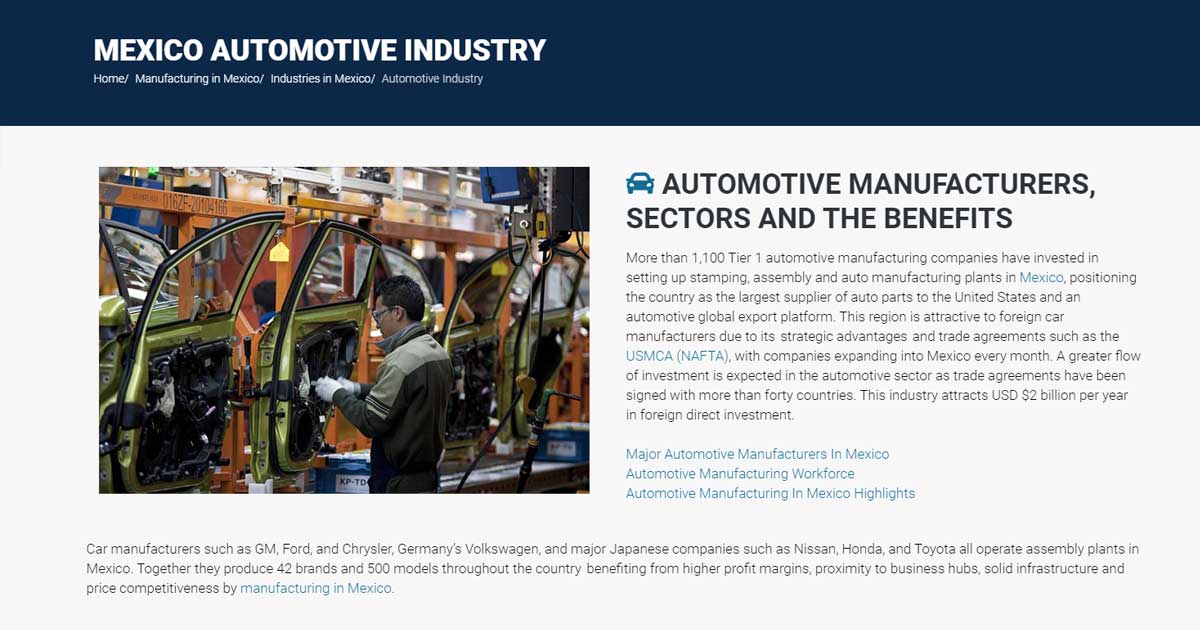 Mexico's Automotive Industry Leading Manufacturers, Diverse Sectors