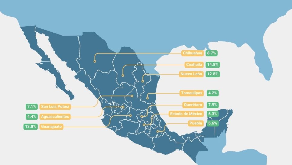 Map state automotive in mexico 