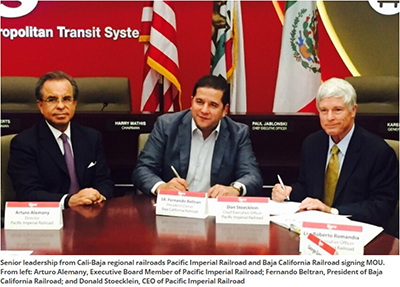  Pacific Imperial Railroad (PIR) and Baja California Railroad (BJRR) Sign a Memorandum of Understanding